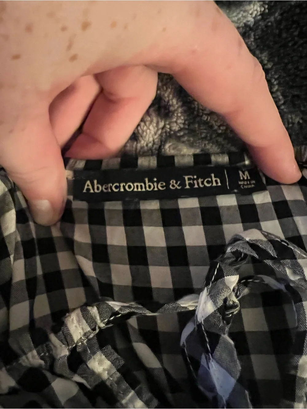 Abercrombie & Fitch Black and White Gingham Crop Top